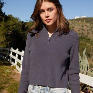 Brandy Melville/John Galt Navy Cazey Half-Zip Sweater